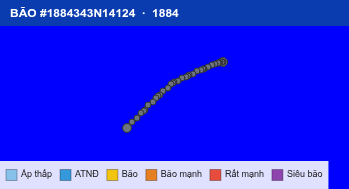 Quỹ đạo di chuyển của BÃO #1884343N14124 (1884)