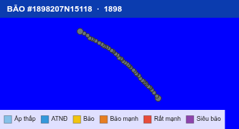 Quỹ đạo di chuyển của BÃO #1898207N15118 (1898)