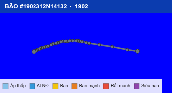 Quỹ đạo di chuyển của BÃO #1902312N14132 (1902)