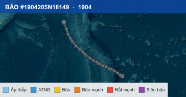 Quỹ đạo di chuyển của BÃO #1904205N18149 (1904)