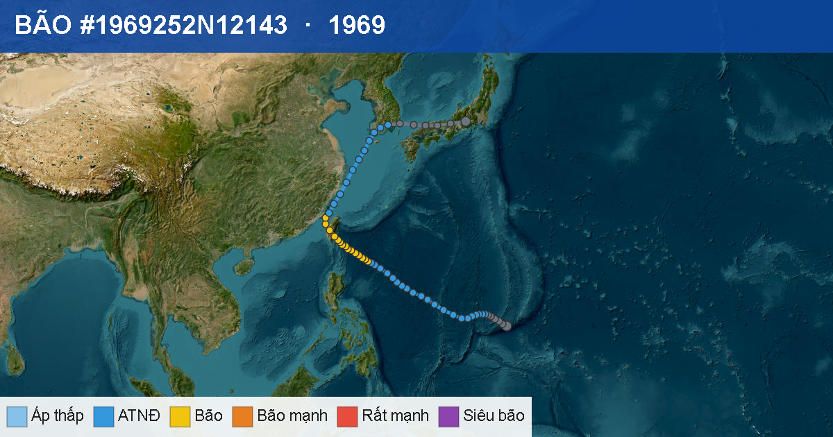 Quỹ đạo di chuyển của BÃO #1969252N12143 (1969)