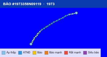Quỹ đạo di chuyển của BÃO #1973358N09119 (1973)