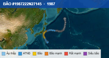 Quỹ đạo di chuyển của BÃO #1987222N27145 (1987)