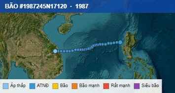 Quỹ đạo di chuyển của BÃO #1987245N17120 (1987)