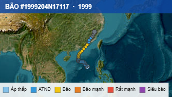 Quỹ đạo di chuyển của BÃO #1999204N17117 (1999)