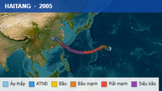 Quỹ đạo di chuyển của HAITANG (2005)