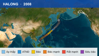 Quỹ đạo di chuyển của HALONG (2008)