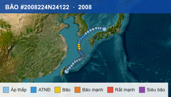 Quỹ đạo di chuyển của BÃO #2008224N24122 (2008)