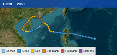 Quỹ đạo di chuyển của GONI (2009)