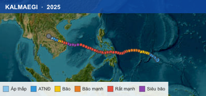 Quỹ đạo di chuyển của KALMAEGI (2025)